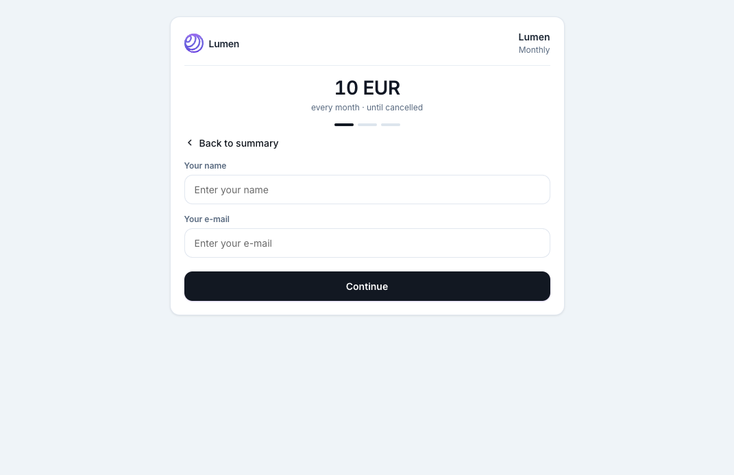 Name and email form