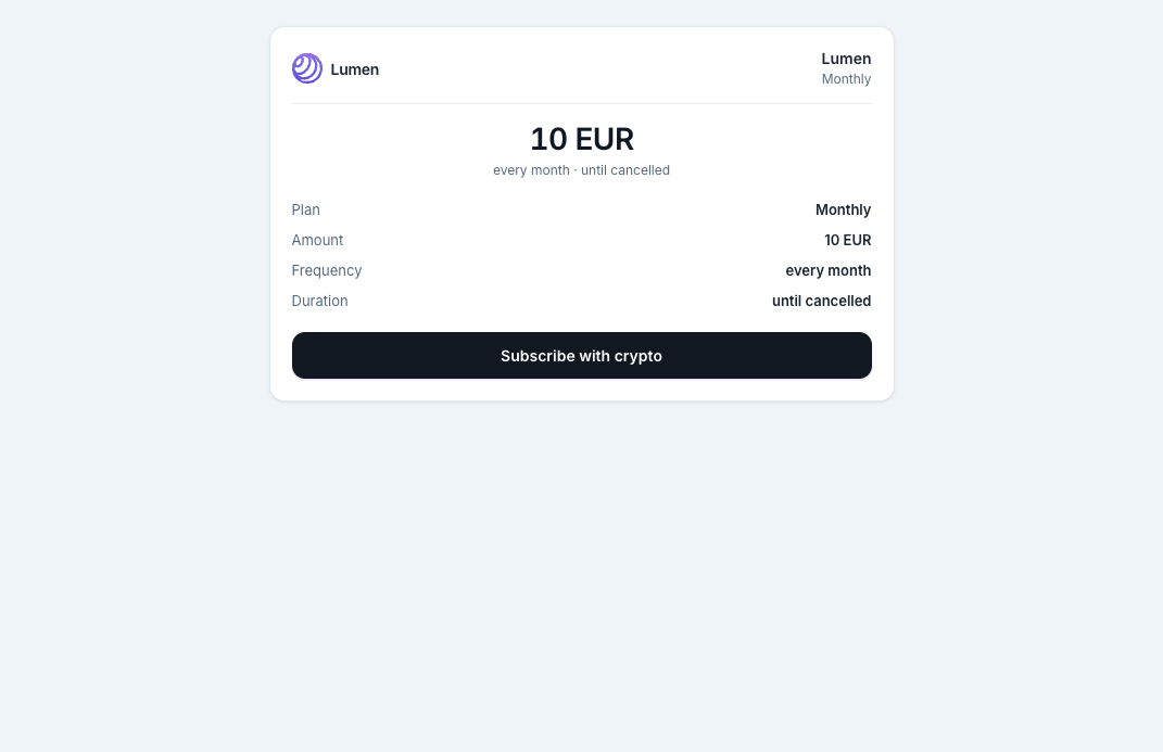 Plan summary: 10 EUR every month